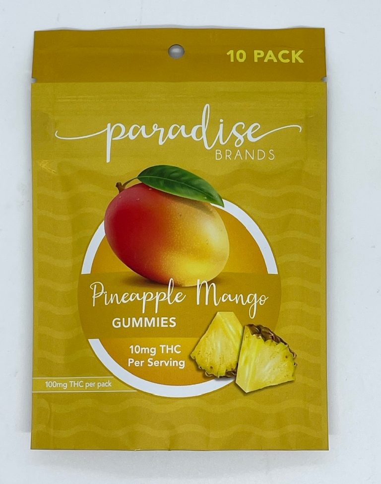 10 Pack Gummies PINEAPPLE MANGO 100 mg THC Okie Express